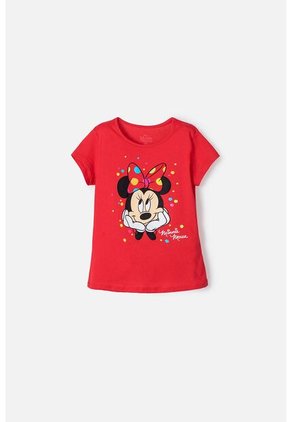 Camiseta Minnie Mouse Manga Corta Roja Para Niña 4