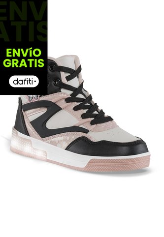 Tenis Con Luces Minnie Dilar Negro-Rosa Disney Para Niño Disney