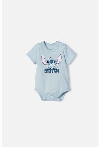 Body De Lilo Y Stitch Azul Con Ajuste En Entrepierna Para Bebé Niña 12-18 Disney