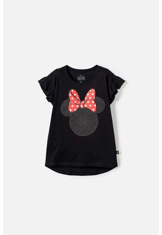 Camiseta De Minnie Mouse Manga Corta Negra Para Niña 6 Disney