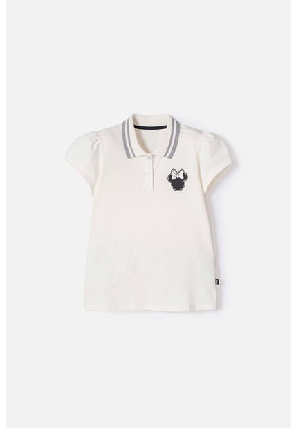 Camiseta Tipo Polo Minnie Mouse Marfil Para Niña 12