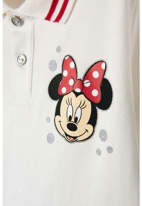 Polo De Minnie Mouse Marfil Con Botones Para Niña 8