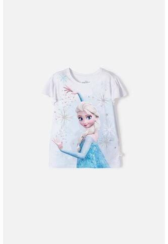 Camiseta De Frozen Manga Corta Blanco Para Niña 10 Disney