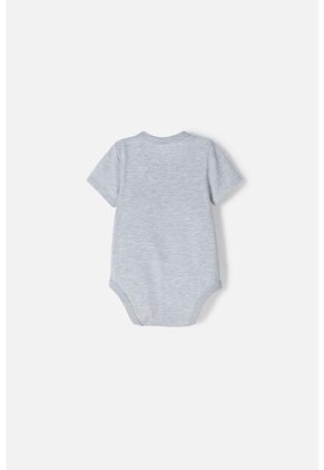 Body De Mickey Mouse Gris Jaspe Estampado En Frente Para Bebé Niño 18-24