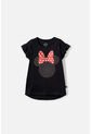 Camiseta De Minnie Mouse Manga Corta Negra Para Niña 4 de Disney