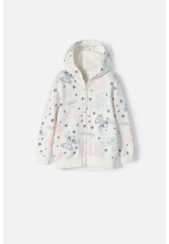 Buzo De Stitch Marfil Con Capucha Para Niña 2T A 5T 4T Disney
