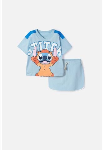 Conjunto De Stitch Y Capybara Azul Para Niña 8 Disney