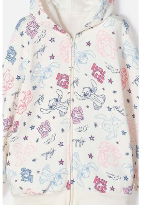 Chaqueta De Stitch Marfil Con Capucha Para Niña 4