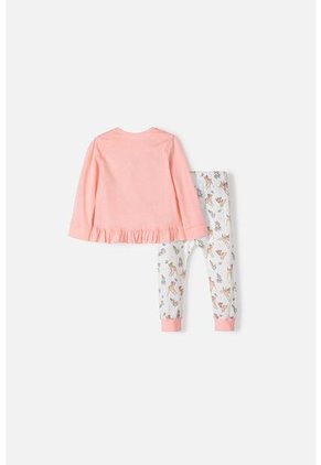 Pijama De Bambi Con Pantalón Largo Mandarina Y Marfil Para Bebé Niña 6-9