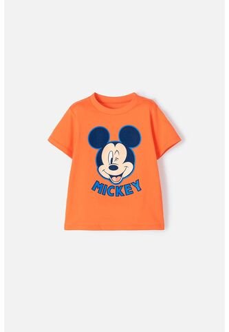 Camiseta De Mickey Mouse Manga Corta Naranja Para Niño 4T Disney