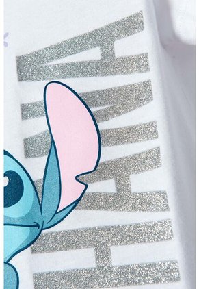 Conjunto De Stitch Blanco Y Azul Con Camiseta Manga Corta Para Niña 2T A 5T 2T