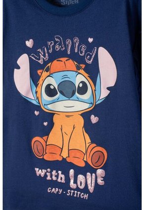 Camiseta De Stitch Y Capybara Manga Larga Azul Para Niña 4