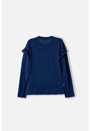 Camiseta De Stitch Y Capybara Manga Larga Azul Para Niña 4