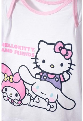 Pijama De Hello Kitty Blanca Y Rosada De Camiseta Manga Larga Para Bebé Niña 12-18