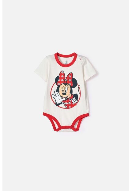Body De Minnie Mouse Manga Corta Marfil Para Bebé Niña 12-18