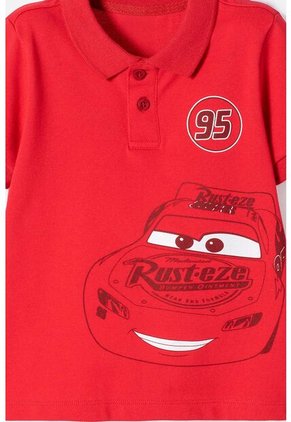 Camiseta Tipo Polo De Cars Rojo Para Niño 2T A 5T 2T