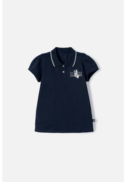 Camiseta De Minnie Mouse Azul Tipo Polo Para Niña 12