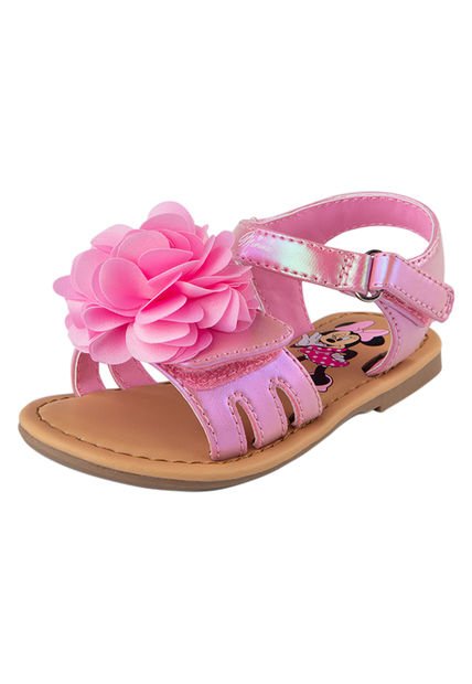 Sandalias Con Diseño De Minnie Y Flores Para Niña Pequeña Rosa Claro Disney 200087