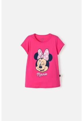 Camiseta De Minnie Mouse Fucsia Con Detalles Brillantes Para Niña 10