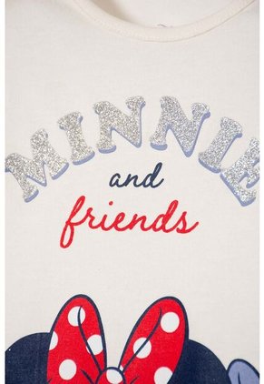 Camiseta De Minnie Mouse Manga Corta Marfil Para Niña 2T A 5T 3T