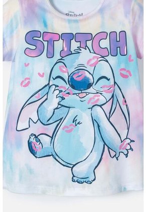 Camiseta De Stitch Multicolor Manga Corta Para Niña 2T A 5T 3T