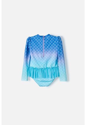 Vestido De Baño De La Sirenita Manga Larga Multicolor Para Niña 2T A 5T 2T