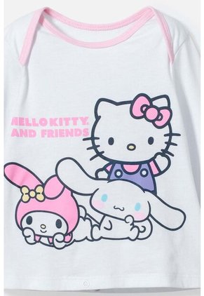 Pijama De Hello Kitty Blanca Y Rosada De Camiseta Manga Larga Para Bebé Niña 12-18