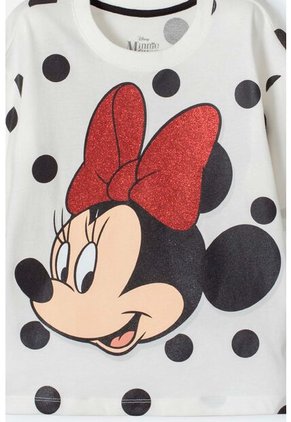 Camiseta De Minnie Mouse Manga Corta Marfil Para Niña 8
