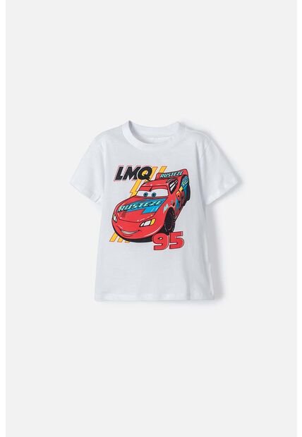 Camiseta De Cars Manga Corta Blanca Para Niño 2T A 5T 4T