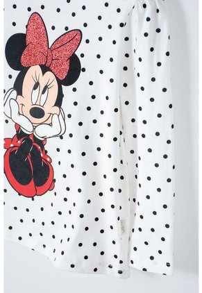 Camiseta Minnie Mouse Marfil Manga Larga Para Niña 2T A 5T 4T