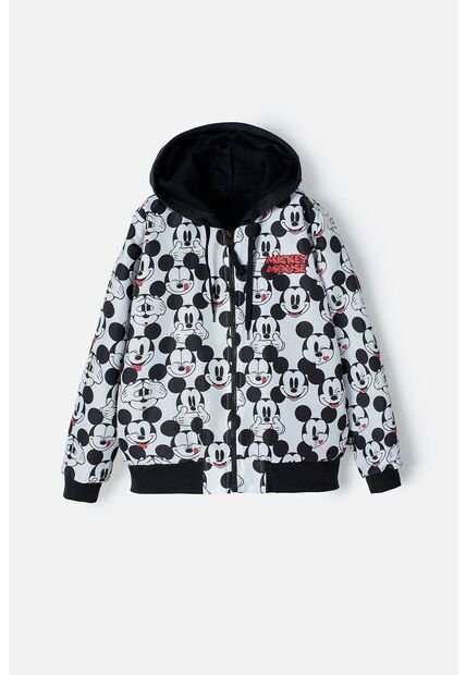 Buzo De  Mickey Mouse Con Capucha Negro, Blanco Y Rojo Para Niña 10