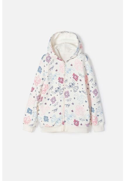 Chaqueta De Stitch Marfil Con Capucha Para Niña 6