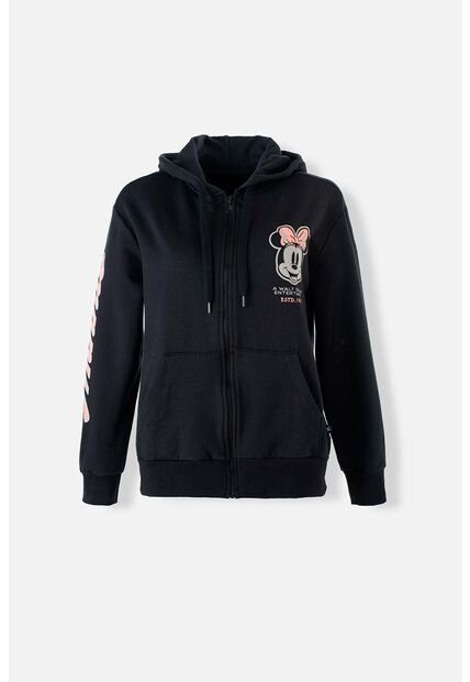 Buzo De Minnie Mouse Con Capucha Negro Para Mujer L