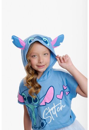 Camiseta De Stitch Con Capucha Azul Para Niña 12