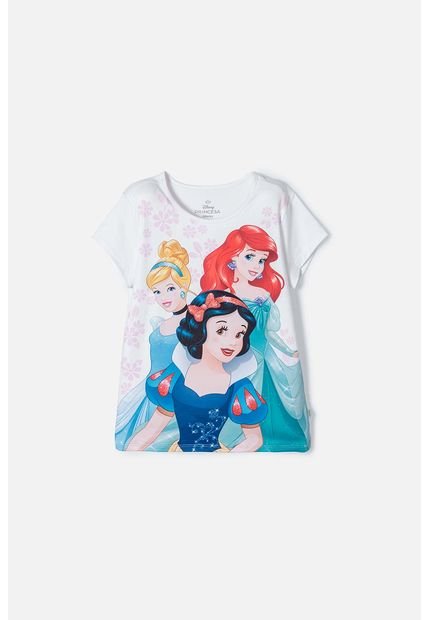 Camiseta De Princesas Disney Blanca Manga Corta Para Niña 4