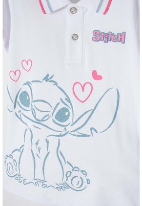 Camiseta Tipo Polo De Stitch Blanca Tipo Polo Para Niña 8