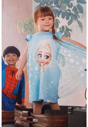 Pijama De Frozen Azul Tipo Batola Para Niña 2T A 5T 2T