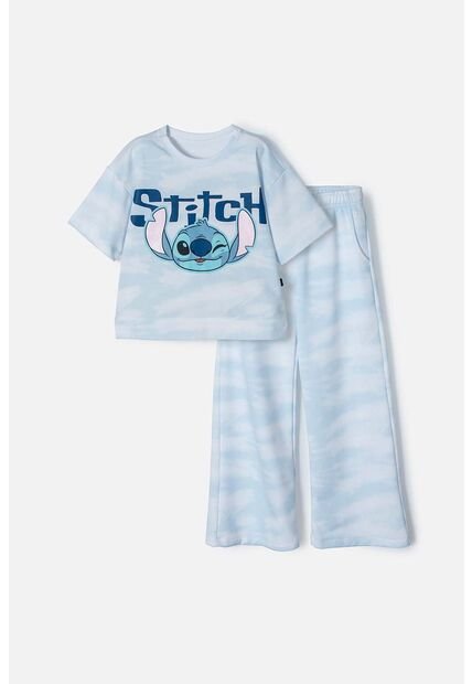 Conjunto De Stitch Azul Con Pantalón Largo Para Niña 12