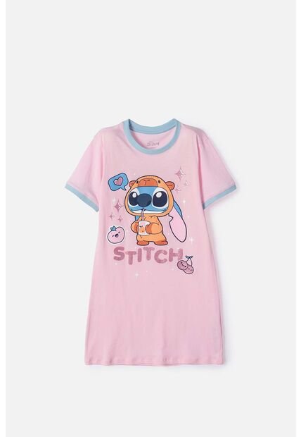 Pijama De Stitch Y Capybara Rosada Para Niña 14