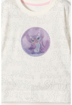 Camiseta De Stitch Manga Corta Marfil Para Niña 10