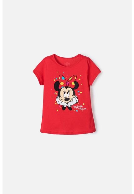 Camiseta Minnie Mouse Manga Corta Roja Para Niña 8