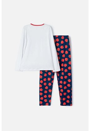 Pijama De Blancanieves Blanca Y Azul De Camiseta Manga Larga Para Niña 4