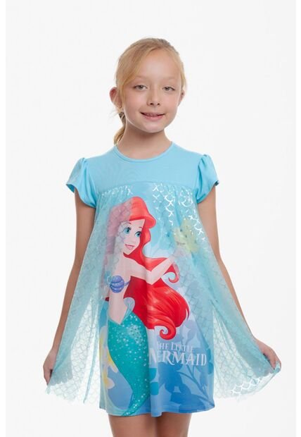 Pijama De La Sirenita Con Tull Azul Para Niña 6