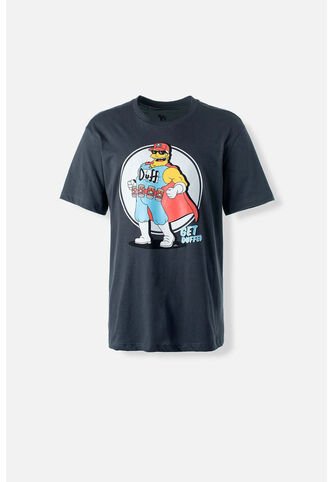 Camiseta De Los Simpson Manga Corta Gris Para Hombre L Disney