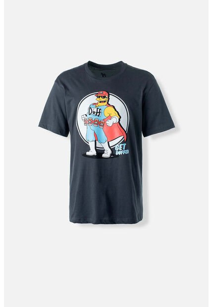 Camiseta De Los Simpson Manga Corta Gris Para Hombre L