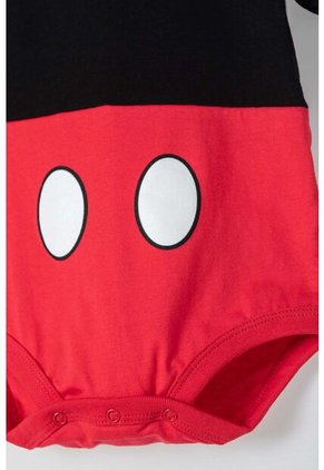 Body De Mickey Mouse Manga Corta Rojo Con Negro Para Bebé Niño 9-12