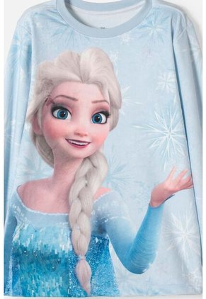 Pijama De Frozen Pantalón Largo Azul Cielo Para Niña 4
