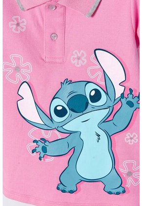 Polo De Stitch Rosada Con Estampado Para Niña 2T A 5T 5T