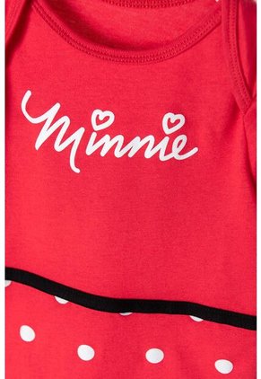 Body De Minnie Mouse Manga Corta Negro Y Rojo Para Bebé Niña 9-12