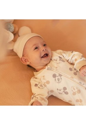Set Primeros Días De Mickey Mouse Marfil/caqui Para Bebé Unisex 0-3